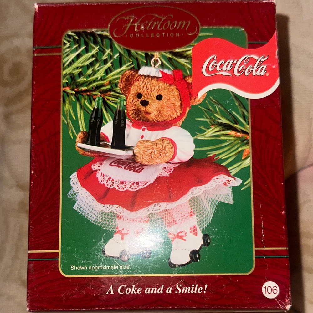 Coca-Cola Festive Bear Ornament in Red and White